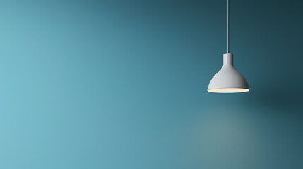 Aufkleber - Modern white lamp hanging on blue wall background