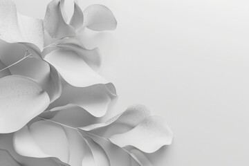 Sticker - white abstract leaves, minimalism, soft shapes, light background