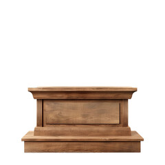 Wooden podium presenting important information with empty space for text or objects