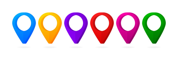 Poster - Set of 3D colorful Map Markers. Map pointers. Location icon. Concept of route, landmark. Vector illustration.