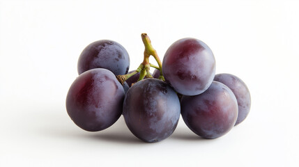Poster - Bunch of purple grapes lying on white background