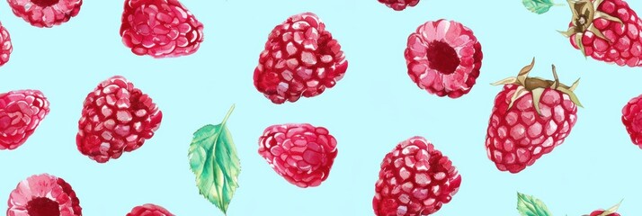 Seamless repetitive pattern background of raspberry fruit for fabric design