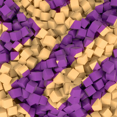 Leinwandbilder - Digital illustration of a simple geometric pattern composed of many small three-dimensional cubes. 3d rendering