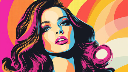 Poster - Fashion model posing with colorful background design