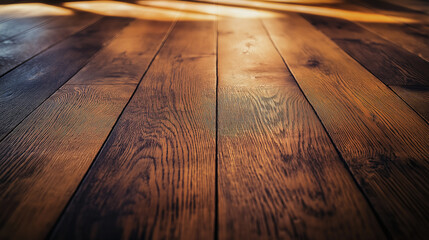 Poster - Sunlight shining on a hardwood floor with a warm glow