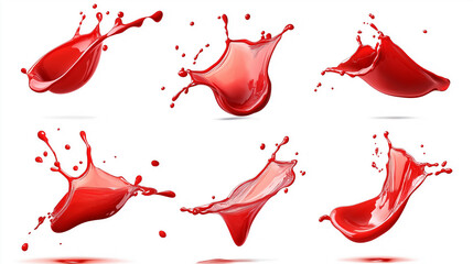 Poster - Red paint splashing in midair on white background
