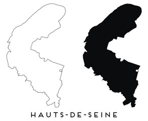 Wall Mural - Hauts de Seine map outline and black silhouette vector