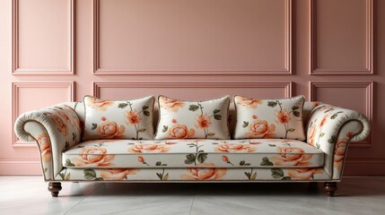 Sofa Textile Floral Design Wallpaper