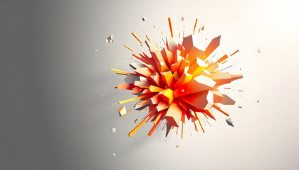 Wall Mural - Abstract geometric background. Explosion power design with crushing surface. 3d illustration isolated with white highlights, png