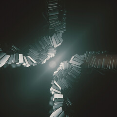 Poster - Illustration of shiny metallic rectangles on dark background. 3d rendering