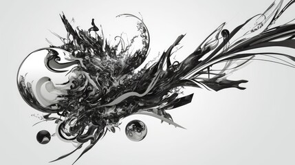 Poster - Artistic representation of an ornament showcasing black and white elements