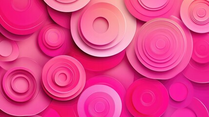 Wall Mural - Vector illustration of a collection of colorful circles featuring shades of pink