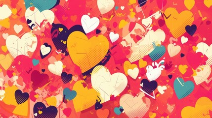 colorful vector artwork featuring diverse heart shapes and dots in various sizes perfect for celebra