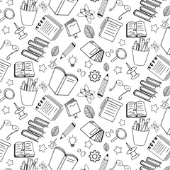 Poster - Book and stationary education symbol vector illustration book store ewading club learning library wallpaper texture concept design doodle sketch style