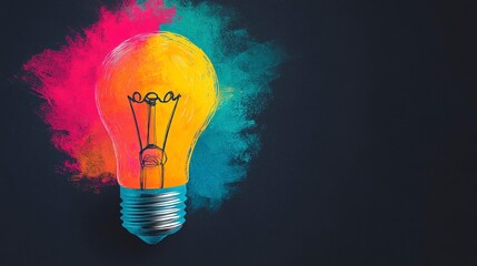 Wall Mural - a vibrant light bulb illuminated against a colorful background, symbolizing creativity, innovation, 