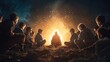 © สัมฤทธิ์ พรหมเจริญ - Jesus surrounded by children from different nations, glowing light symbolizing peace and unity