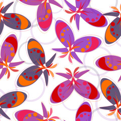 Poster - Butterflies vector cartoon seamless pattern on a white background. Butterfly pattern. Vector seamless background.  Color flying butterflies seamless pattern. 