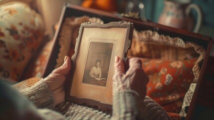 granny looking at an old photo