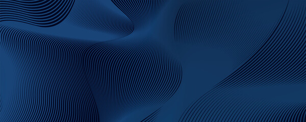 Wall Mural - 3D modern wave curve abstract presentation background. Luxury paper cut background. Abstract decoration, golden pattern, halftone gradient, 3d vector illustration. Unique dark blue background