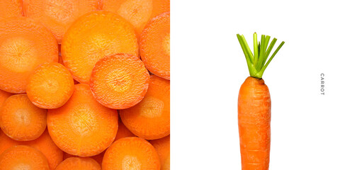 Creative layout made of carrot on the white background. Food concept. Macro concept.