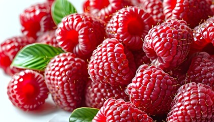 Poster - Vibrant raspberry glistening against a pristine white backdrop