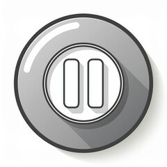 Poster - Minimalistic 3D Pause Button Icon in Black and White Circular Design. Modern UI Concept for Multimedia Controls and Digital Interfaces. Vector Logo Png