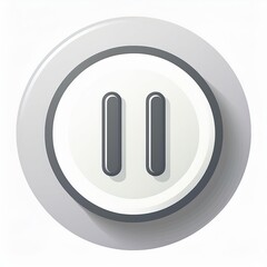 Poster - Minimalistic 3D Pause Button Icon in Black and White Circular Design. Modern UI Concept for Multimedia Controls and Digital Interfaces. Vector Logo Png