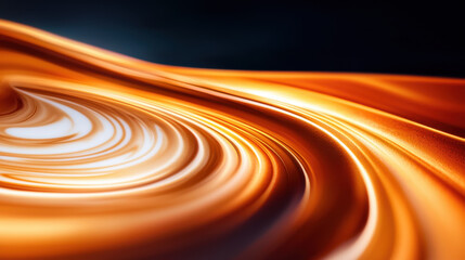 Poster - Abstract wave patterns in vibrant orange and cream colors with smooth gradients on a dark background, evoking movement and fluidity