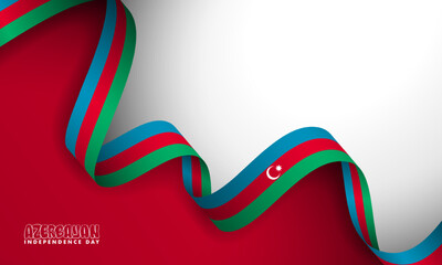 Wall Mural - Azerbaijan independence day with wavy azerbaijan flag on red background on bottom and white on top