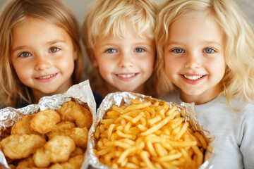 Wall Mural - Family Eating Junk Food