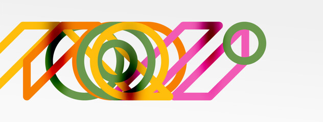 Aufkleber - Abstract background - colorful circle lines technology or business digital template