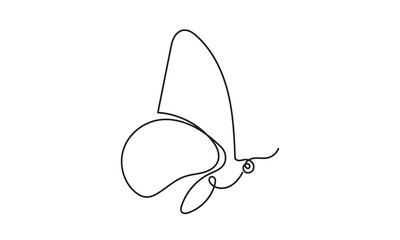 Wall Mural - Butterfly moth. Continuous line drawing of a beautiful flying butterfly. logo, business, decorative, spa, and social media concepts.Doodle vector illustration isolated on a white background.
