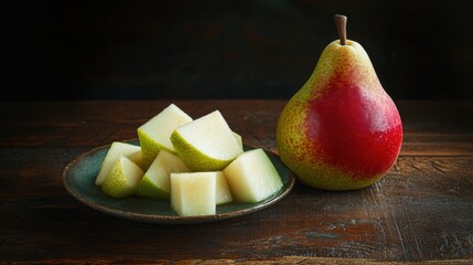 Wall Mural - Fresh pear fruit chop cube