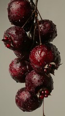 Wall Mural - Close-up of Red Berries with Water Drops