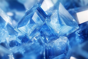 Canvas Print - Refraction of abstract blue crystals