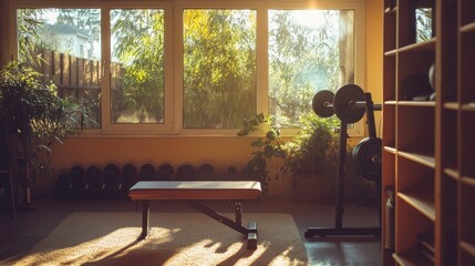 Sticker - Cozy Home Gym with Nature Backdrop