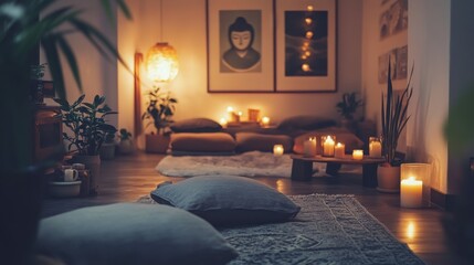 Wall Mural - Cozy and Inviting Home Sanctuary with Candles and Artwork