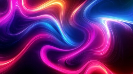 Leinwandbilder - A vibrant abstract background with swirling neon colors and smooth gradients, creating a dynamic and energetic visual effect for modern design.