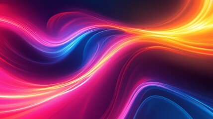 Poster - A vibrant abstract background with swirling neon colors and smooth gradients, creating a dynamic and energetic visual effect for modern design.
