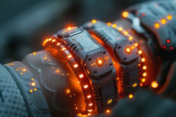 Poster - A futuristic looking wrist band with glowing lights