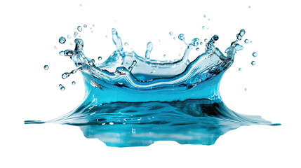 Blue water splash isolate white background.