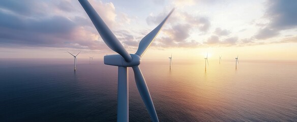 the wind turbine at sunset