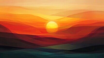 Poster - A sunset with a sun in the sky