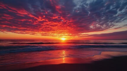 Poster - A beautiful sunset over the ocean with the sun setting in the distance