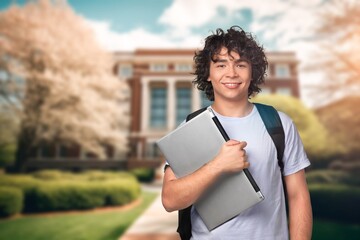 Sticker - Young student man at outdoors in campus