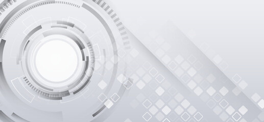 Aufkleber - Advanced communication technologies. Gray and white futuristic background. Vector illustration template. Abstract innovation background from technological elements.