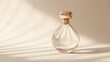 © Danudet.C - High-resolution clear glass perfume bottle with gold cap, elegant and minimalist, smooth lines, solid color background