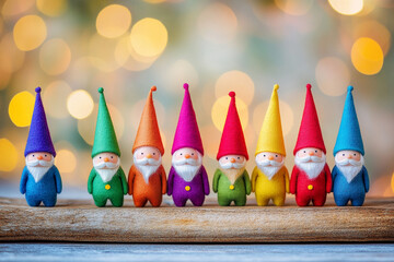 Canvas Print - LGBT Santa workshop, elves in rainbow hats, vibrant and merry, simple scene, no hands visible