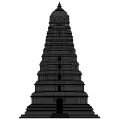 Poster - Indian Temple Silhouette, Illustration Isolated On White Background