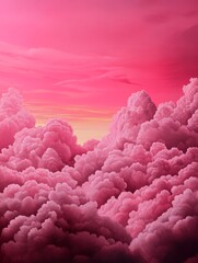 Wall Mural - Pink Sky Above the Clouds, a mesmerizing sight of fluffy pink clouds filling the sky, symbolizing dreams, beauty, hope, and a sense of wonder.